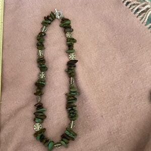 Navajo sterling silver and turquoise beautiful necklace.Beautiful silver spacers